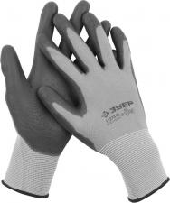 Перчатки трикотажные с полиуретановым покрытием для точных работ ЗУБР МАСТЕР 11275-L