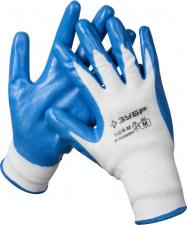 Перчатки трикотажные с нитриловым покрытием для точных работ ЗУБР МАСТЕР 11276-M