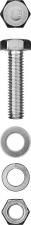 Болт с шестигранной головкой в комплекте с гайкой шайбой шайбой пружинной ЗУБР МАСТЕР 303436-06-040